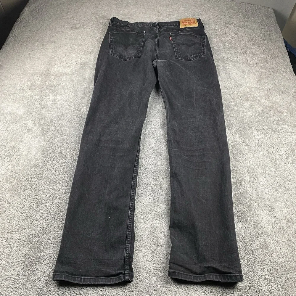 Levis 514 Straight Jeans Mens 34x31 Black Mid Rise Denim‎